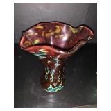 Red Glass Vase And Paperweight Dish