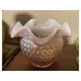 Fenton Iridescent Hobnail Ruffled Bowl