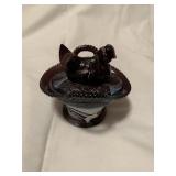 Purple Slag Glass Hen On The Nest