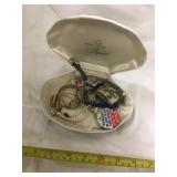 Vintage Watch, Necklace, Pins In Case