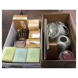 Avon Porcelain Egg, Pictures, Wood Box, Candle