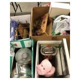 Four Box Lots Of Tea Kettle Canister, Picture,