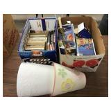Box Lot Of Books Lampshades Vhs Tapes