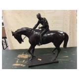 Racing Horse And Rider Bronze Statue, 24 Long By