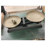 Balance scale and three weights