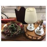 Decorative bowl, candle, Lazy Susan, lamps