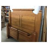 Queen/full oak bed mattress and box springs