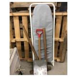 Ironing board, sledgehammer, shovel, pick