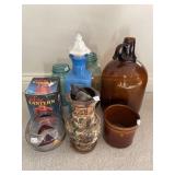 Canning Jars, Vase, Brown Jug