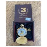 3 Commemorative Pocket Watch In Wooden Case