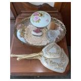 Vanity Set, Trinket Boxes, Mirrored Tray