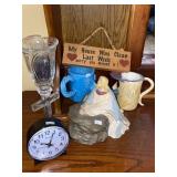 Clock, Figurines, Mugs