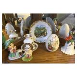 Collectors Plate, Porcelain Egg, Vase, Figurines