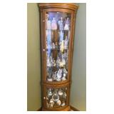 Curved Corner Curio Cabinet With Glass Shelves
