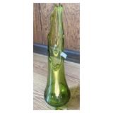 Green Art Glass Vase 14 Inches
