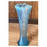 Fenton Northwood Blue Opalescent Quilted Vase 12"