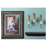 Framed Print, Wall Shelf, Candle Sconces