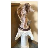 Pedestal Plant Stand 16" & Ceramic Angel