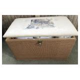 Wicker Chest With Bedding 28x16x17