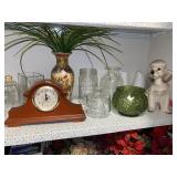 Mantle Clock, Vases, Candle Holders, Decor