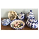 Blue Ware Canister Pieces, Angel Figurine