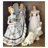 Porcelain & Ceramic Lady & Shoe Figurines