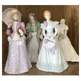 4 Porcelain & Ceramic Lady Figurines