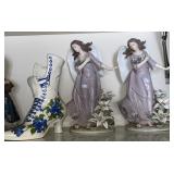 2 Porcelain Figurines And Hand Painted Boot