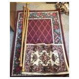 Area Rug 54x38, Rug 20x30, 3 Wooden Curtain Rods