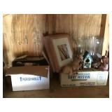 Framed Prints, Deer Figurines, Vases, Canning Jars
