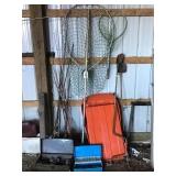 Fishing Poles, Net, Tackle Boxes, Reels, Augers