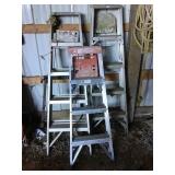 3 Aluminum Step Ladders And Bike Rack