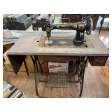 White Sewing Machine And Table