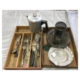 Flatware, Aluminum Ash Trays, Aluminum Pot