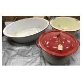 Enamel Dish Pan, Pot With Lid, Dish Pan