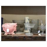 Pedestal Dishes, Pitcher, Stemware, Heart Vase