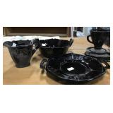 Black Amethyst Silver Overlay Creamer And Handled