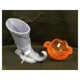 Blue Cornucopia Vase, Murano Glass Bowl