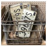 License Plates And Metal Crate