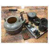 Kettle, Tin Measuring Cup, Tools