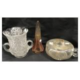 Pressed Glass Handled Vase, Lamp Base