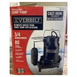 Everbilt Sump Pump 3/4 Horse 80 Gallon Per