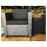 Plastic Outdoor Chair And Metal Table, Has Dents