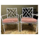 2 White Metal Patio Chairs With Cushions