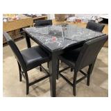 Wood Table With Faux Marble Top 42x42x36" And 4