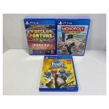 LOT OF 3 PS4 GAMES - WHEEL OF FORTUNE & JEOPARDY,