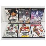 LOT OF 6 PS2 SPORTS GAMES - MVP BASEBALL 2005, NBA