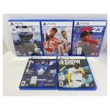 LOT OF 5 ASSORTED PS5 SPORTS GAMES - MADDEN 24,
