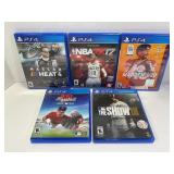 LOT OF 5 ASSORTED PS4 SPORTS GAMES - NASCAR HEAT
