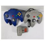 LOT OF TWO NINTENDO 64 CONTROLLERS WITH TREMORPAK
